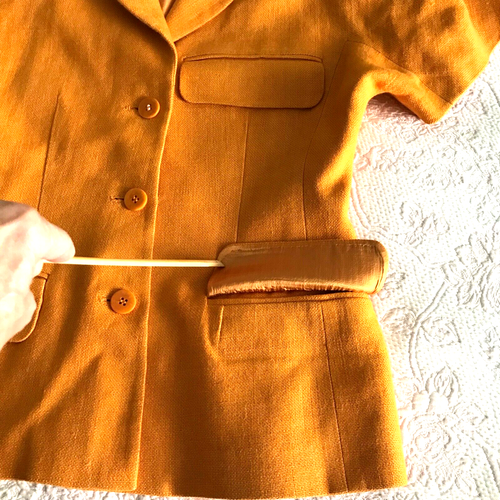 Linda Allard Ellen Tracy Vintage orange Leinen Kurzarm maßgeschneiderter Blazer Gr. 4 - Bild 5 von 13