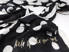 KATE SPADE New York Black White Polka Dots Bubbles Oblong Scarf KS1004277 30x80