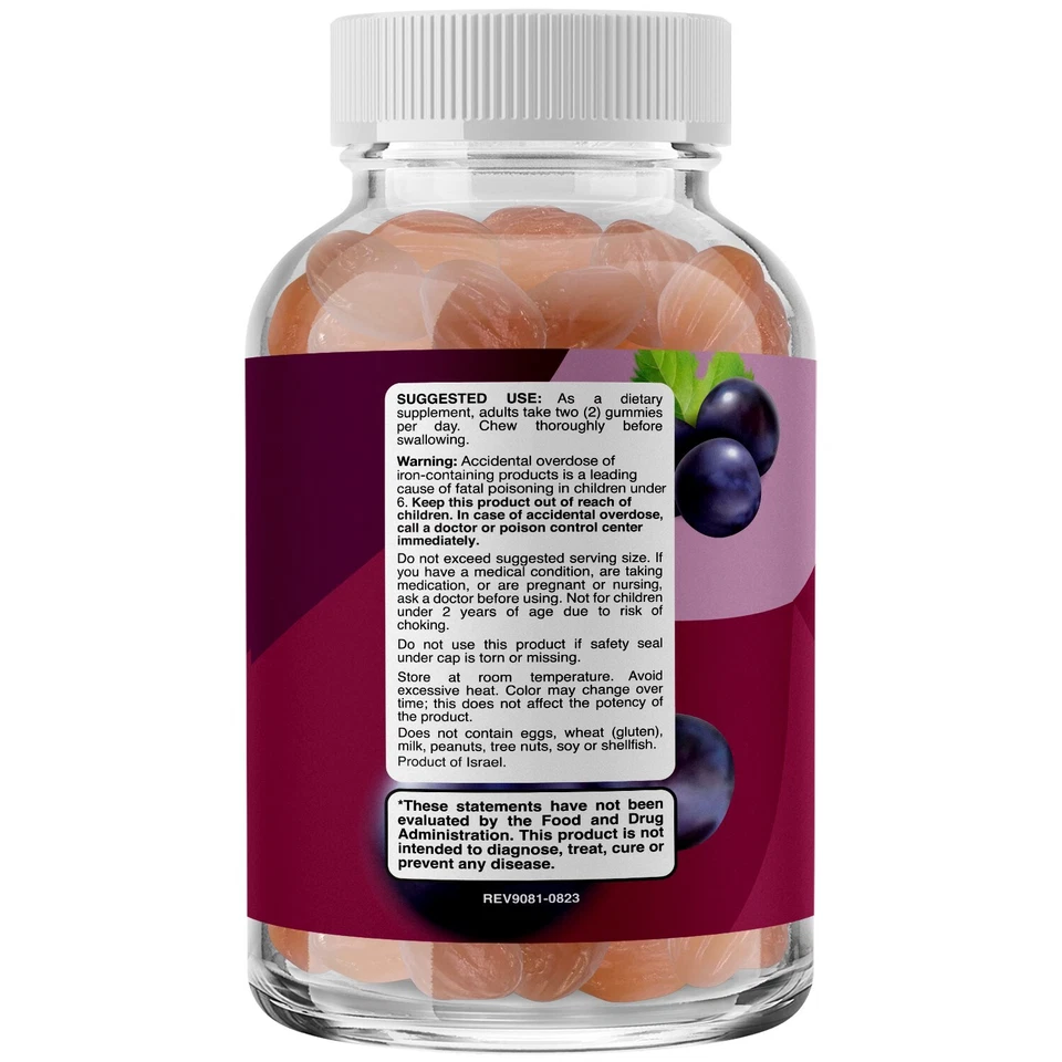 Gomitas de hierro multivitamínicas naturales para adultos - vitaminas gomosas para adultos con hierro Foto 2 de 4