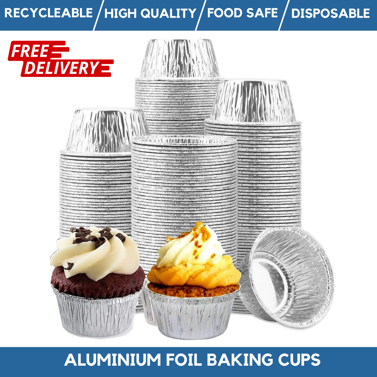 Aluminium Foil Muffin Cases Foil Cupcake Cases Baking Disposable