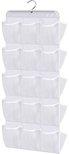  30 Pockets Dual Sided Hanging Baby Shoe Organizer for Closet with White