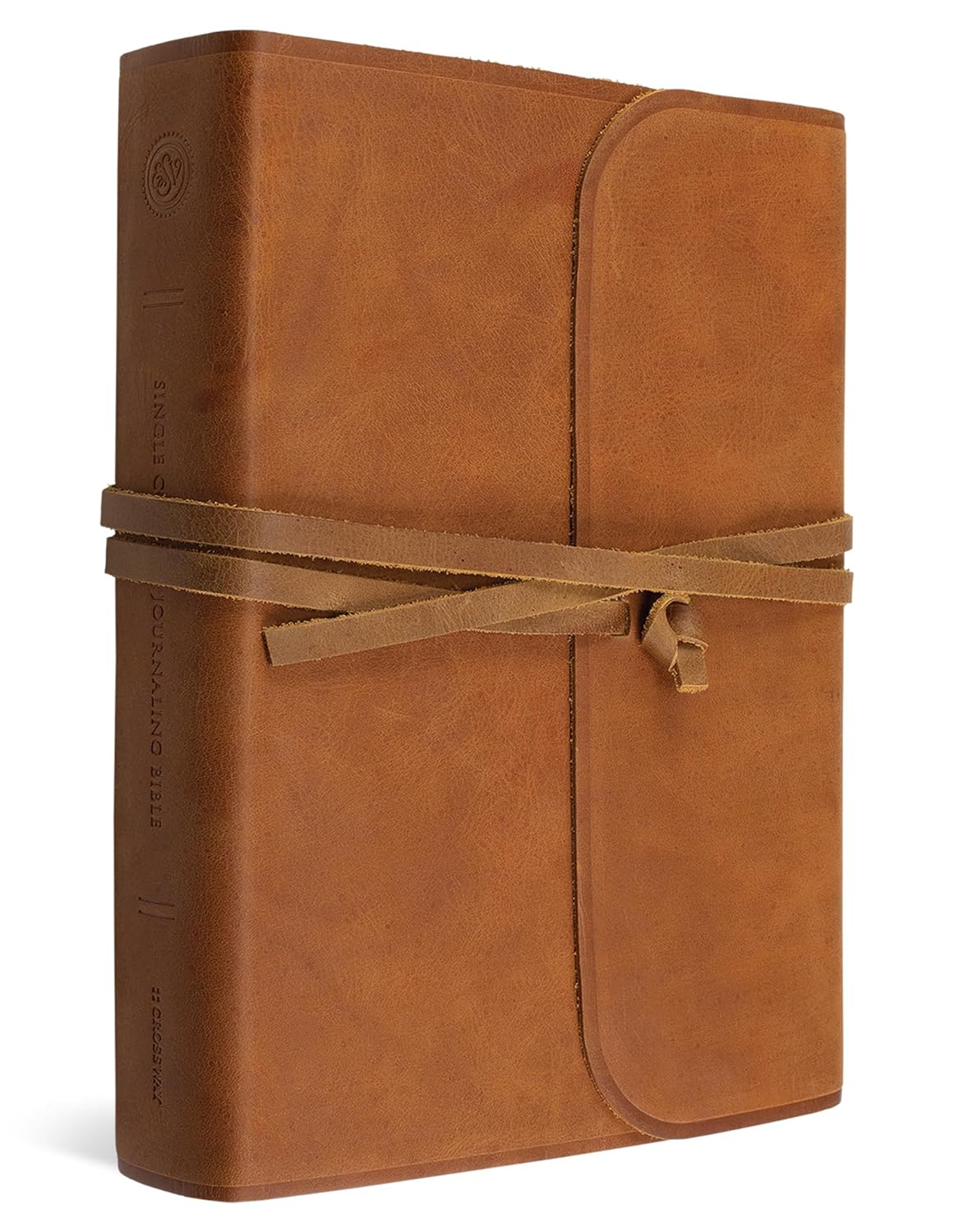 Large Print ESV Single Column Journaling Bible with Flap and Strap - Brown