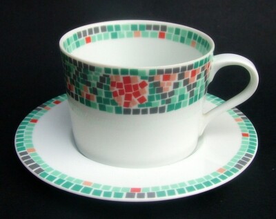 Habitat Mosaikmuster 250ml Tee Kaffeetassen & Untertassen - in sehr gutem Zustand