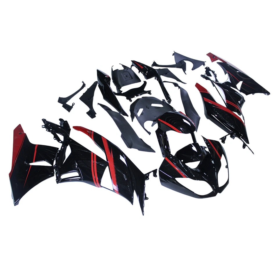 Kit de carenados ABS para Kawasaki Ninja ZX6R 2009 2010 2011 2012 kit de carrocería rojo negro Foto 3 de 4