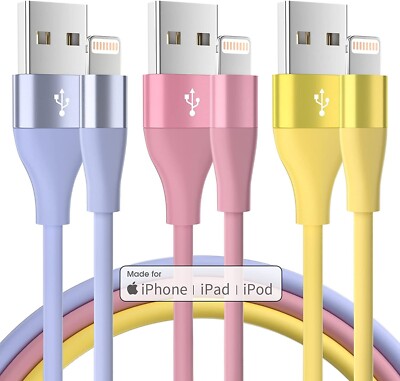iPhone-Ladekabel USB-auf-iPhone-Schnellladekabel - verschiedene Farben 3m 3 Pack