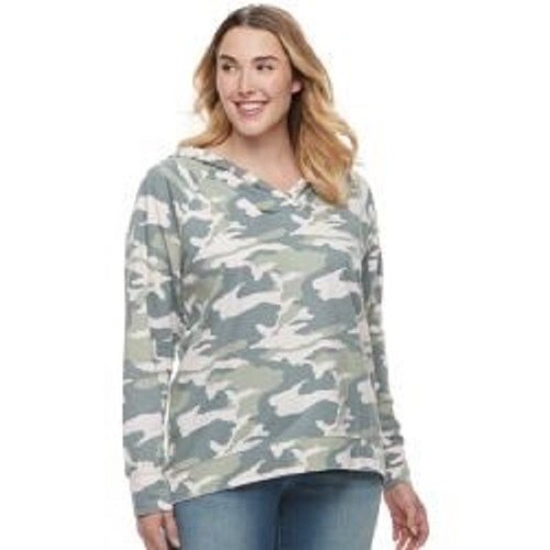 Sonoma Camo Hoodie Sweatshirt Pullover Top Camouflage Green Size 1X