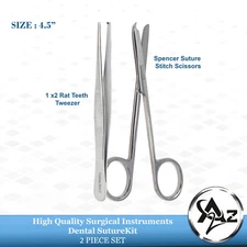 Dental Suture Tweezers Stitch Spencer Scissors Surgical Suturing Instruments VET