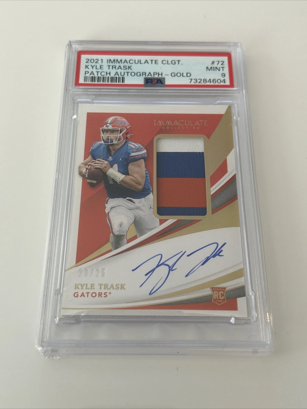 Kyle Trask Panini Immaculate Collection Collegiate #72 Patch Autograph-Gold