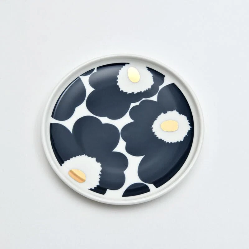 Placa Marimekko Unikko 13,5 cm Japón limitada azul oscuro x oro marimekko Unikko Foto 2 de 4