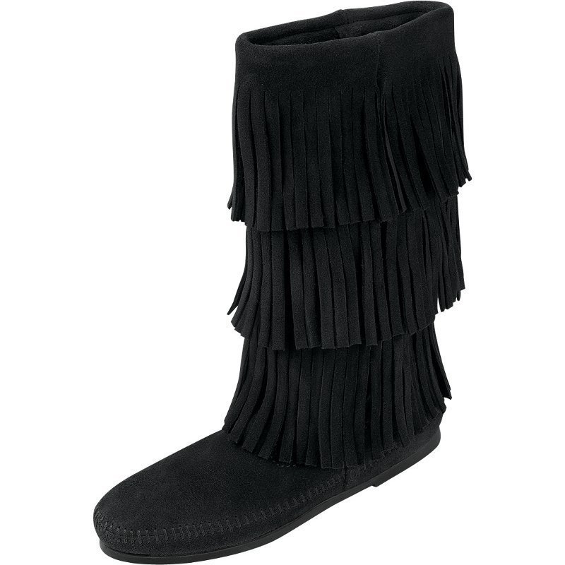Minnetonka 3 Layer Fringe Boot Black Suede SIZE 7 US Minnetonka 3 Layer Fringe Fringe Fringe Boot Black Suede SIZE 7 US 00a8b5