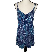 Aeropostale Small Adjustable Spaghetti Strap Blue Floral Print Summer Dress