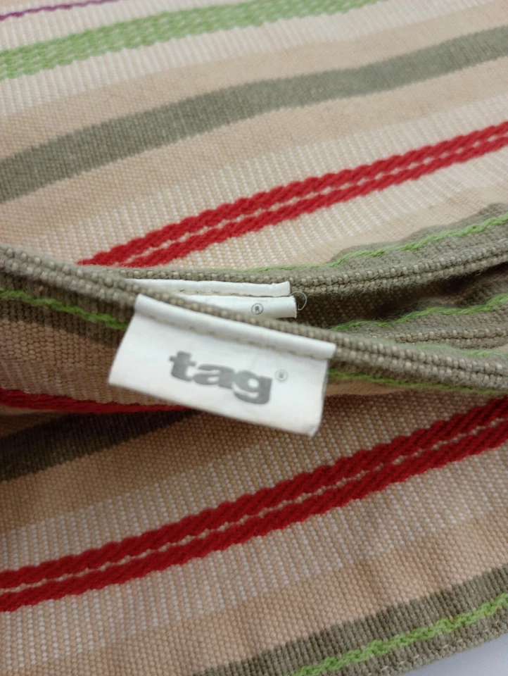 Vintage Tag Textiles Set of 4 Placemats Striped Red Green Cream 100% Cotton - Image 4 of 4