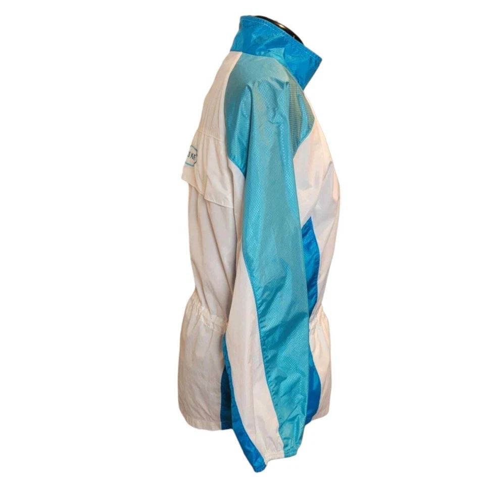 Chaqueta cortavientos vintage Nike para mujer cintura ceñida mediana de gran tamaño azul Foto 2 de 4