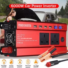 6000W Car Power Inverter DC 12V To AC 110V Pure Sine Wave Solar Converter LCD