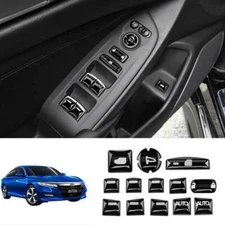 Car 13x For Honda Accord 2018-22 Black Rubber Window Lift Switch Button Sticker