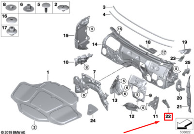 BMW 5 G30 Radhaus vorne rechts Schalldämmung 51487352226 7352226 NEU ORIGINAL
