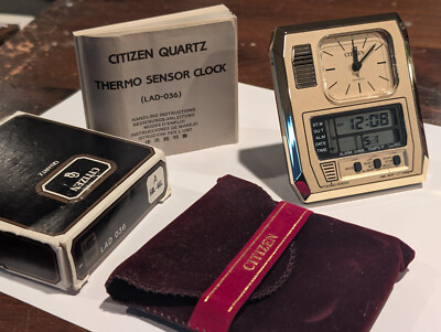 Citizen Quartz Thermo Sensor Clock LAD-036 1980s Mint rare valuable collectible
