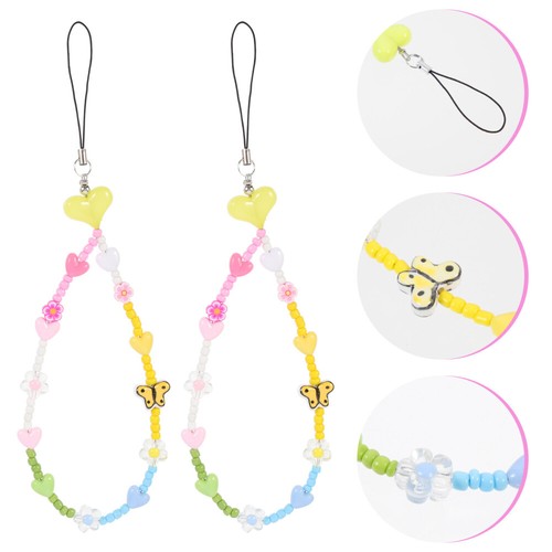 2 Pcs Handy Kette Fräulein Handy-Kettenperlen Schlüsselband Aus Telefonperlen - 第 1/12 張圖片