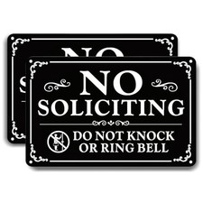 2 Pack No Soliciting Sign for Front Door,9 X 6 Inches Self-Adhesive No Solicitin