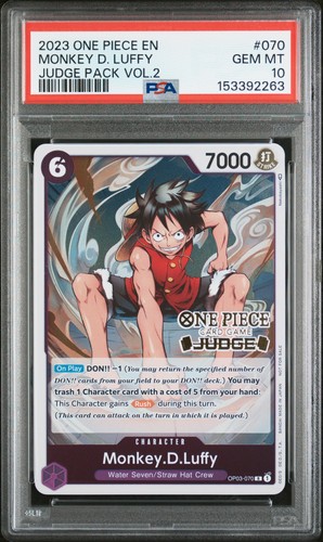 One Piece Monkey D. Luffy Judge Pack Volume 2 070 PSA 10 Gem Mint