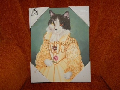 Carol Lew Royal Cat Portrait Canvas Renaissance Style Cat Wall Art 14'' X 11''