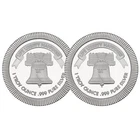 Lot of 2 - 1 Troy oz Liberty Bell Stackable .999 Fine Silver Round