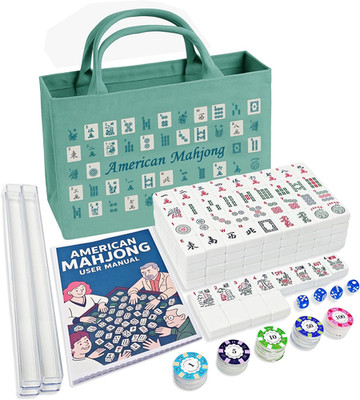 American Mahjong Tile Set   Complete 166 Tiles with Deluxe Accessories, 4 Racks,
