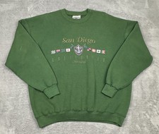 Vintage San Diego California Sweatshirt Mens XL Green Nautical Pullover USA READ