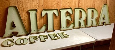Large Steel Cut-Out Custom Fabricated Individual Letter Sign ''Alterra Coffee''