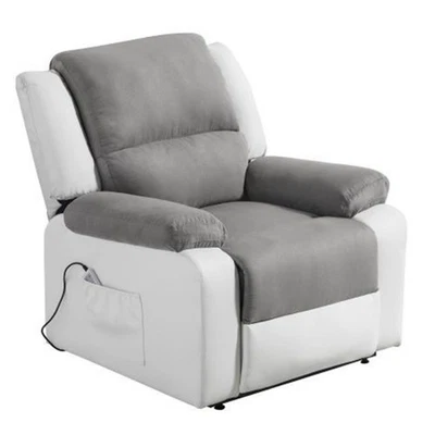 Fauteuil de Relaxation Électrique "Ottawa" 98cm Gris & Blanc - Photo 1/4