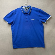 Hugo Boss Polo Shirt Mens XL Regular Fit Stretch Royal Blue Logo Short Sleeve
