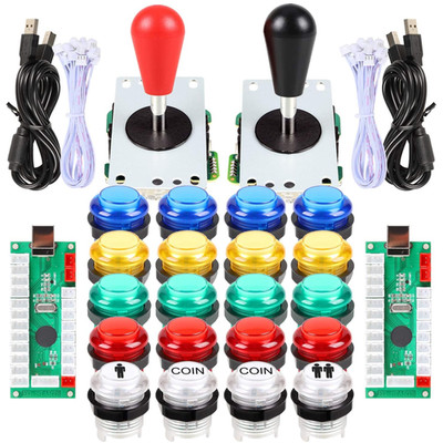 LED Arcade DIY Set 2 Spieler Joystick USB Encoder 20 Tasten für MAME PC