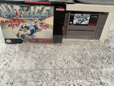 Arcade Hit the Ice Hockey Video Game Super Nintendo SNES Box & Cartridge Taito