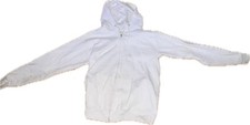Hanes White Cotton Blend Eco Smart Full Zip Hooded Sweatshirt Hoodie Small S NEW