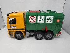 Vintage 2001 Bruder 4143 Mercedes Actros Recycling Garbage Truck Germany READ