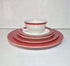 Pyrex Flamingo Pink Glass Plate & Cup Set of 5 Vintage Colorful Serveware