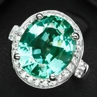 Mint Green Paraiba Tourmaline 5.45Ct 925 Sterling Silver White Gold Halo Rings