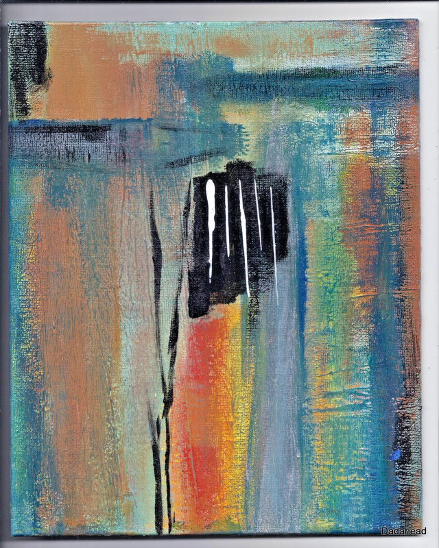 TOOTHY -  Painting Abstract 8X10 Distressed Art Dada Surrealism Acrylic Canvas