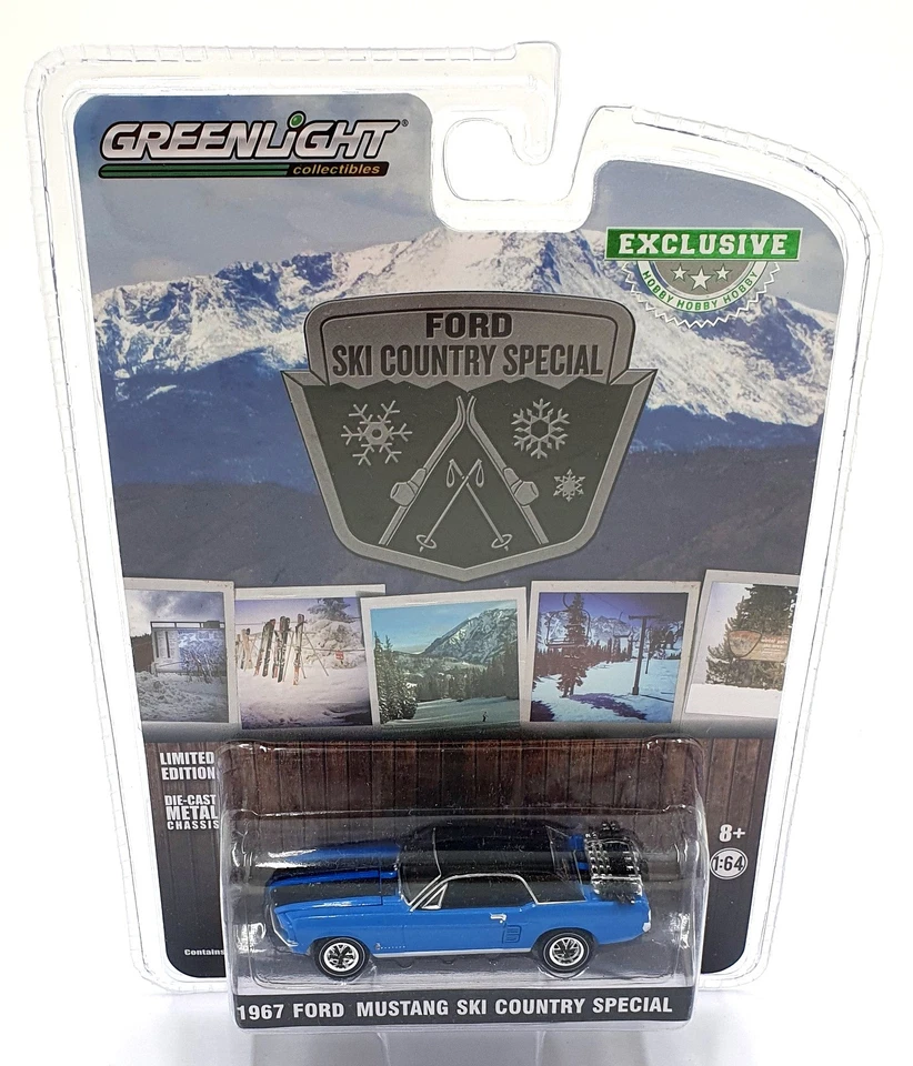 Greenlight escala 1/64 30171 - Ford Mustang 1967 Ski Country Special - azul Foto 4 de 4