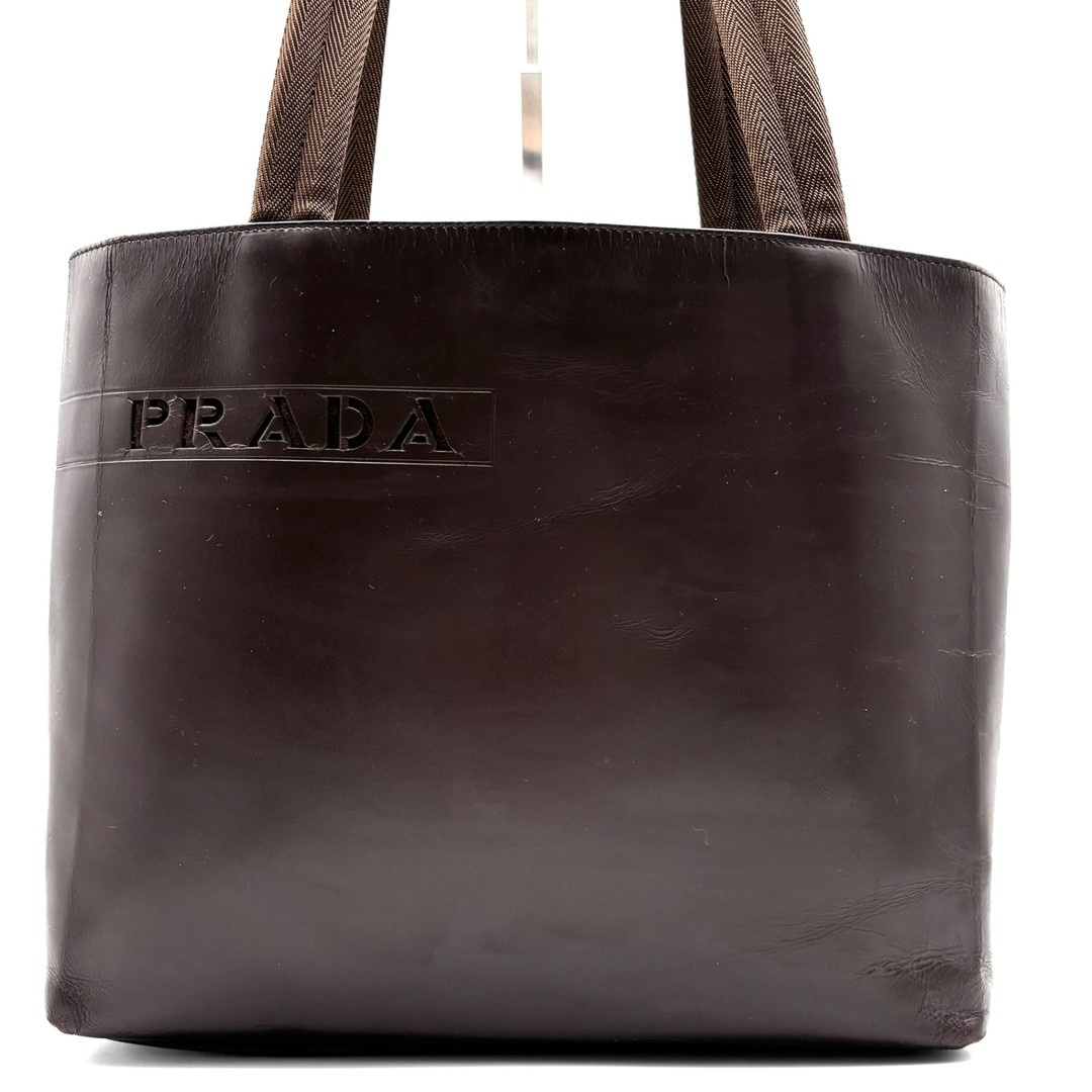 PRADA Tote Bag Logo Cutwork Handbag White Tag Shoulder Carry A4 Compatible Busin thumbnail 2