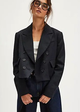 NEW FREE PEOPLE BLACK DOUBLE BREASTED BLAZER JACKET SIZE M