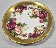 Royal Chelsea Golden Rose Saucer ONLY - Replacement -5"- Gold Trim - England