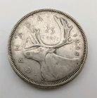Canada 1965 25 Cents 25c Canadian Caribou Quarter Coin - 80% Silver - ASW .150oz
