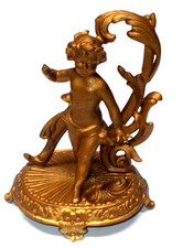 Antique Victorian Heavy Brass/Bronze Tone Metal Cherub Pocket Watch Stand