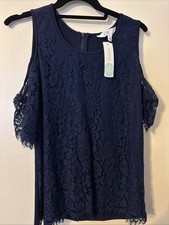 Market & Spruce Stitch Fix Womens Top Medium blue Lace Short Sleeve