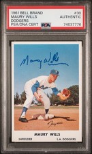 1961 BELL BRAND DODGERS #30 MAURY WILLS PSA AUTHENTIC DNA AUTO AUTHENTIC