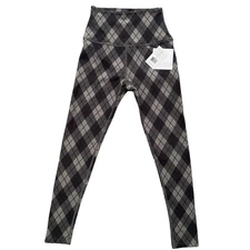 NWT $110 Beyond Yoga SoftMark Midi Leggings Womens Small Gray Plaid Argyle
