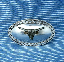 Cowboy Western Longhorn Steer Head Dress Belt Buckle Cowgirl Vintage   .CVB762