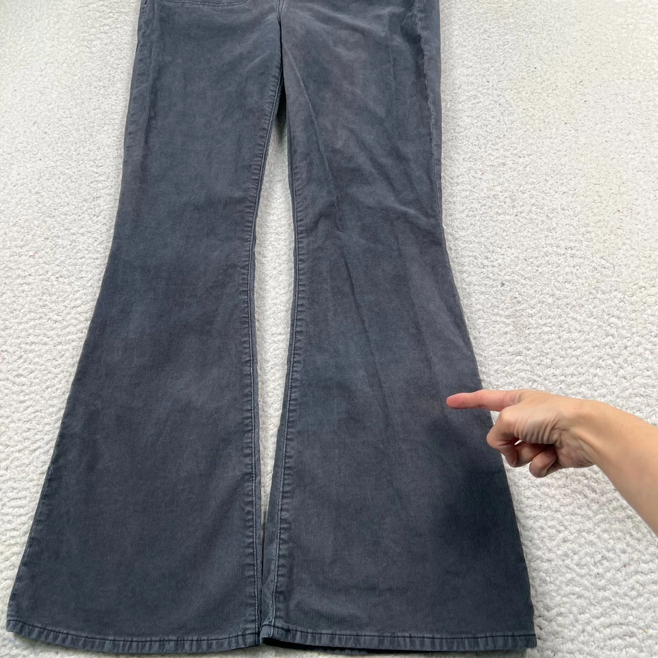 Pantalones American Eagle Talla 8 Pana Acampanado Botón Mosca Gris Elastizado Tiro Alto Y2K Foto 4 de 4