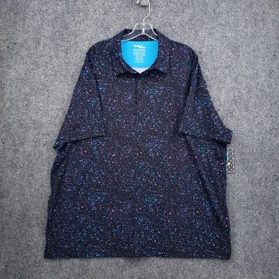 NWT Birdie Bound Paint Splatter Golf Polo Shirt Mens 3XL Black Blue Performance